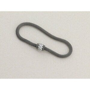 Sterling Silver Cubic Zirconia Bead Mesh Bracelet Silpada 7"